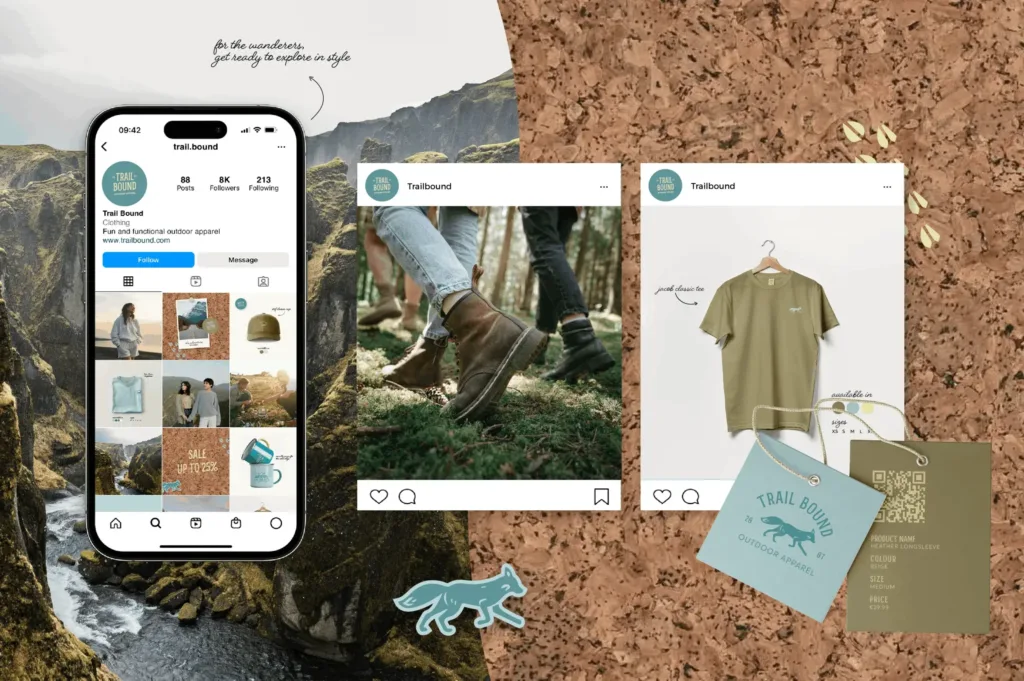Branding vs. Marketing: overzicht van visuele uitingen en branding Trail Bound