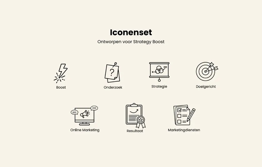 Iconenset ontworpen voor Strategy Boost