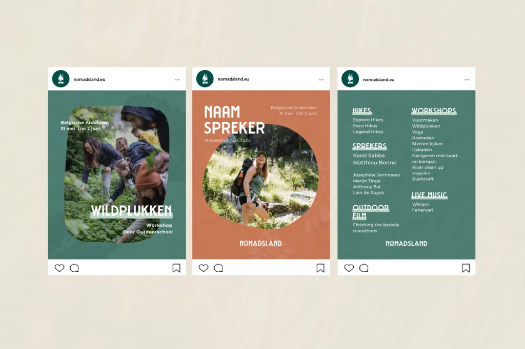 Social media templates voor Nomadsland, outdoor Festival